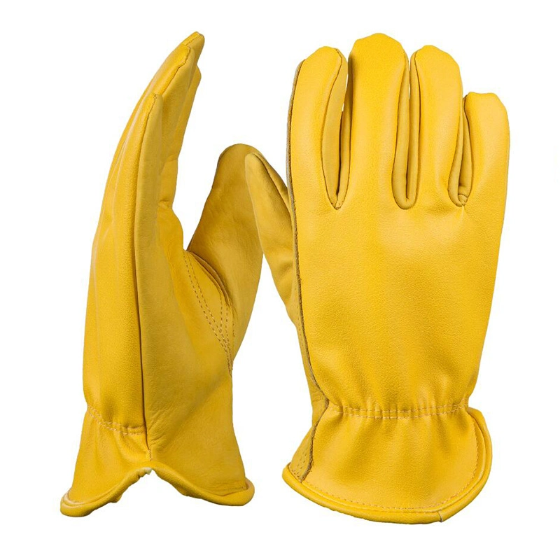 soft adjustable cuff light duty golden sheep leather driver glove for lady
